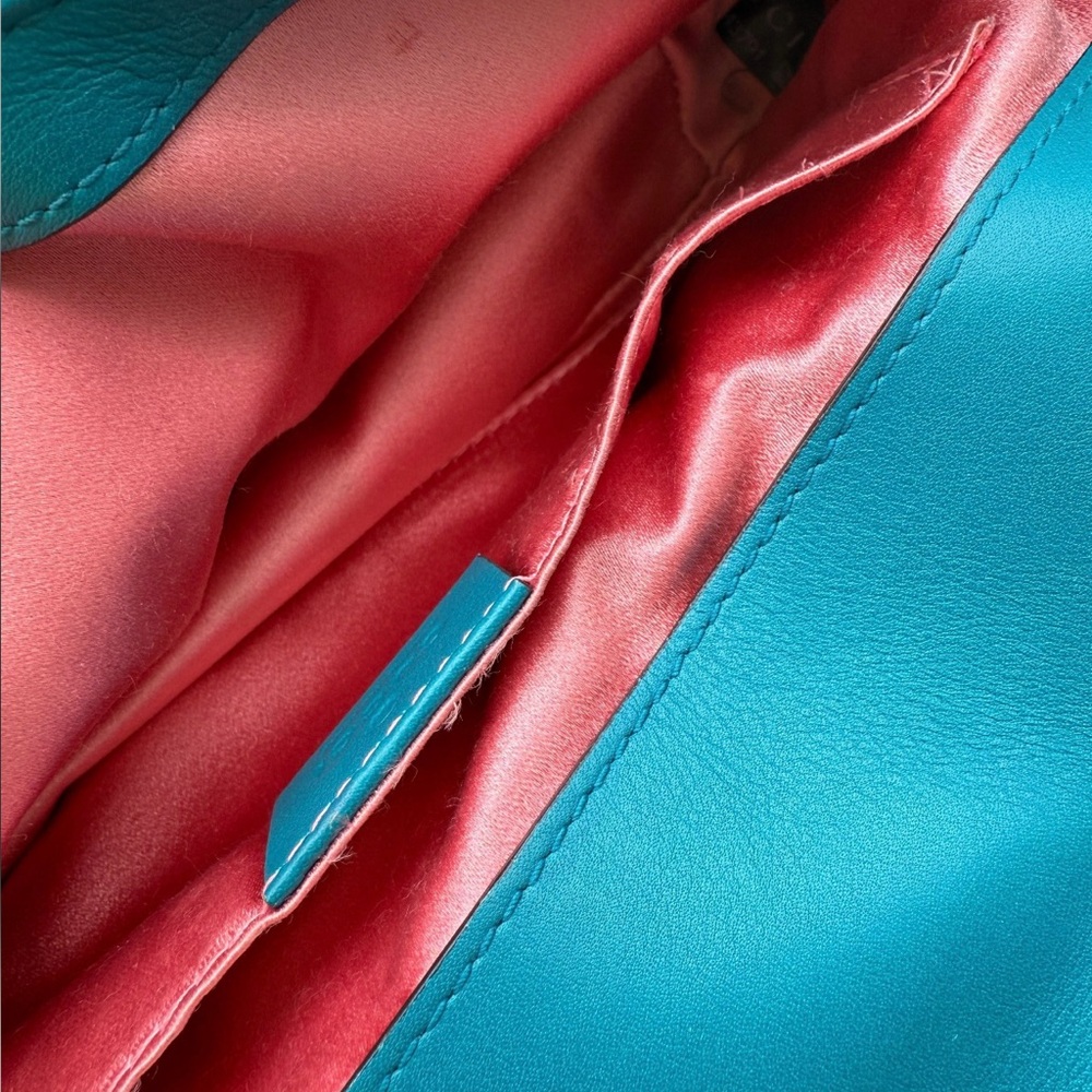 GG Marmont Teal Velvet Crystal Embellished Limited Edition Shoulder/Crossbody - Picture 15 of 16